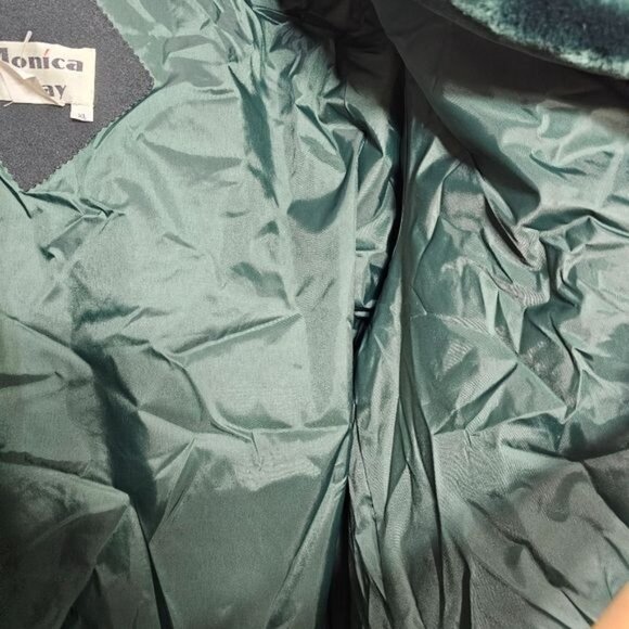 Monica Gray Vintage Green Faux Fur Coat Mid Length Jacket Extra Large - Picture 8 of 13